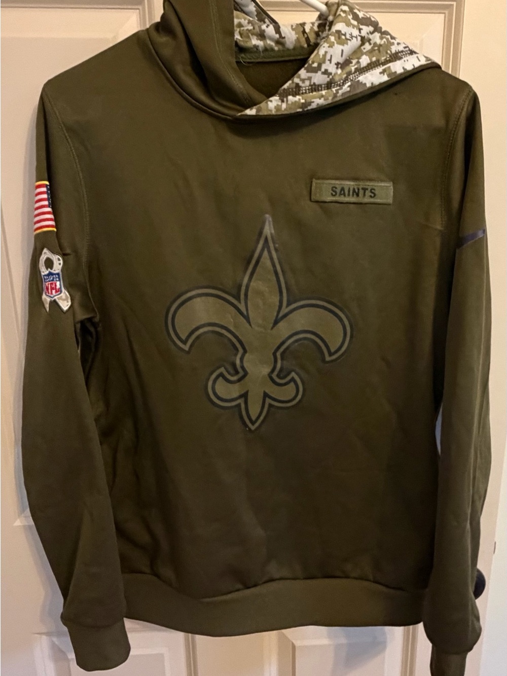 New Orleans Saints Olive Green Hooded Sweatshirt